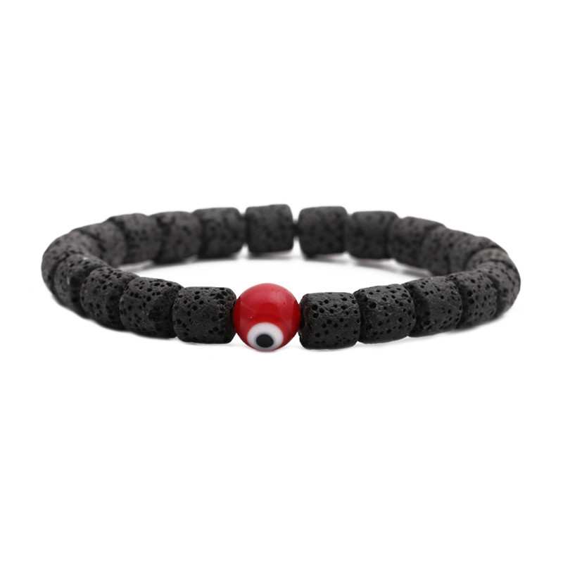 19g Weight No Inlaid Inlay Material Bracelets Classification Housewarming, Anniversary, Business, Wedding, Travel, Birthday, Festival Occasion Devil'S Eye Pattern Unisex Gender Fashion Style Dark Blue, White, Red, Green, Blue, Black Color Volcanic Stone Bracelet 6
