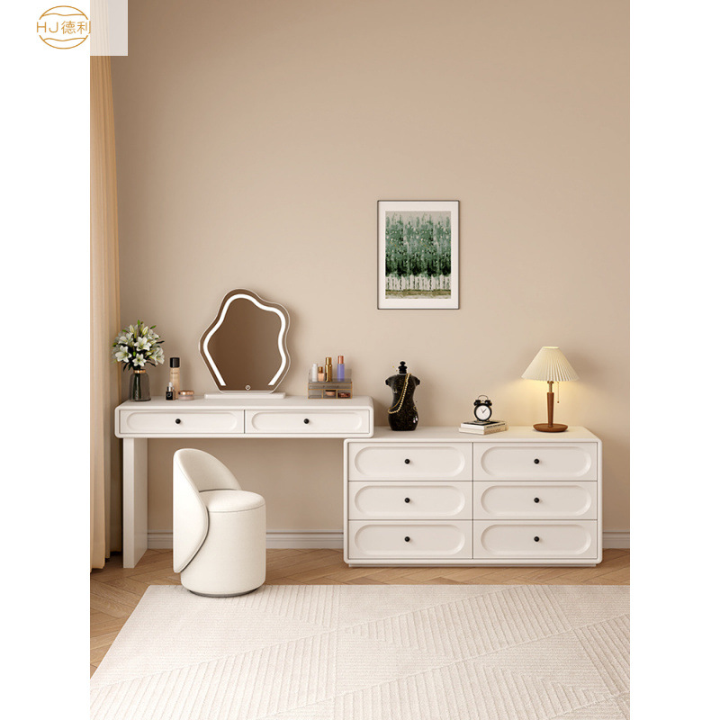 침실 프렌치 크림 스타일 페인트 드레싱 테이블 가정용 솔리드 우드 메이크업 테이블 라이트 럭셔리 고급 마스터 침실 드레싱 테이블