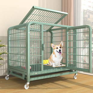 新款特粗方管狗笼子小型犬狗笼带厕所室内家用狗屋狗窝宠物铁笼子-阿里巴巴