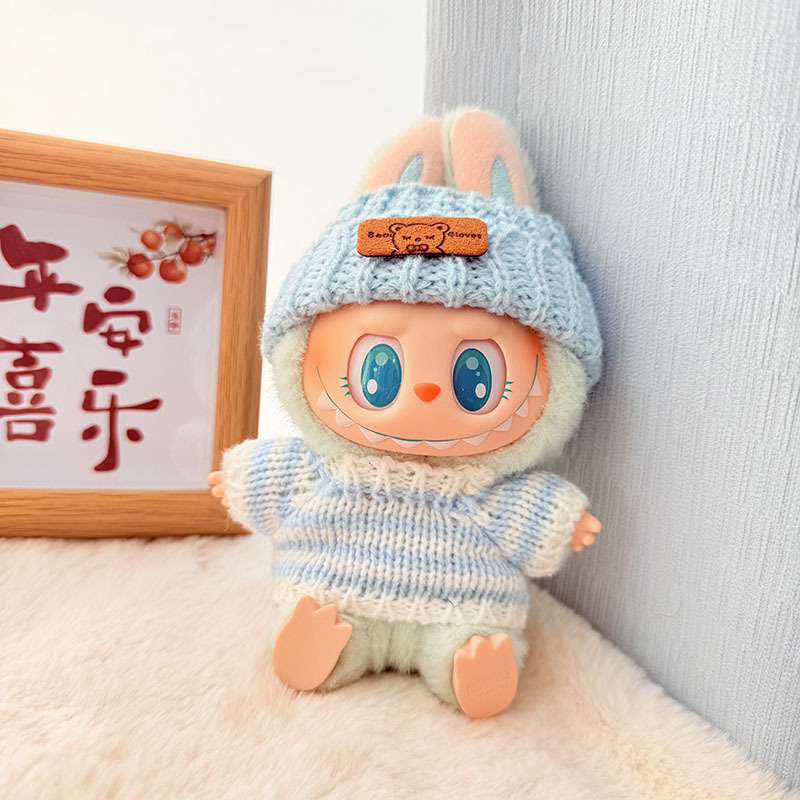 Solo ropa] Llavero de primera y segunda generación Labubu colgante de ropa Rabubu ropa de bebé suéter de punto traje de sombrero