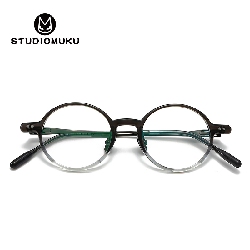 Gafas de madera STUDIOMUKU sin engorroso marco decorativo marco de gafas marco redondo simple marco de gafas de placa