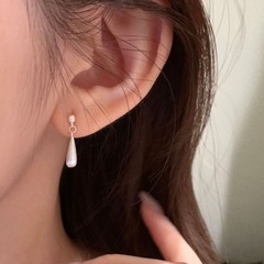 S925纯银拉丝水滴耳钉女小众高级感轻奢简约风个性百搭新品耳饰潮