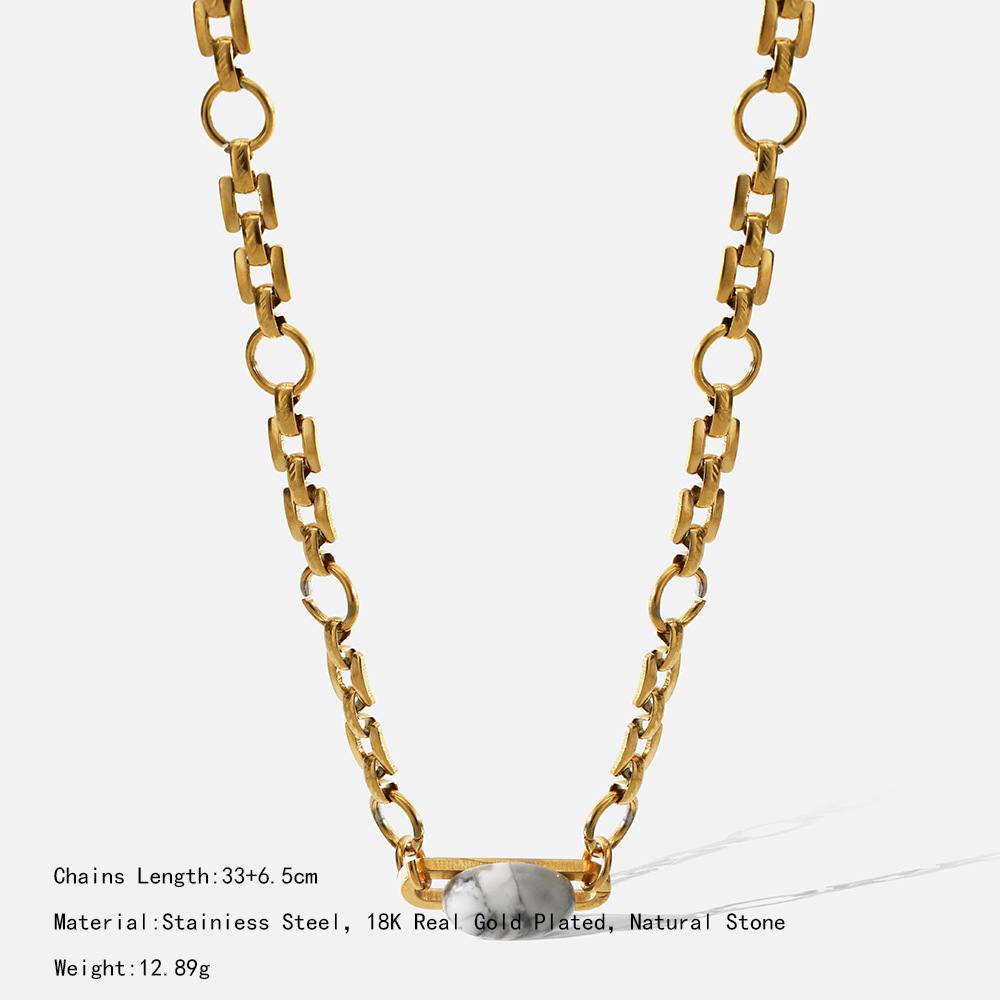 1 Pair Fashion Geometric Stainless Steel Plating Zircon Necklace_colorza_1