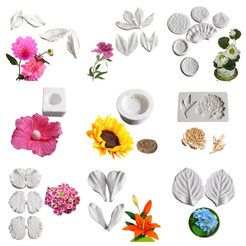 Dahlia Pattern Imitates Real Leaf Petals Silicone Mold Embossing Pressing Dried Pace Cake Decoration
