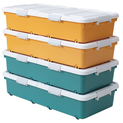 Factory direct-operated flat under-bed storage box with wheels Under-bed storage box