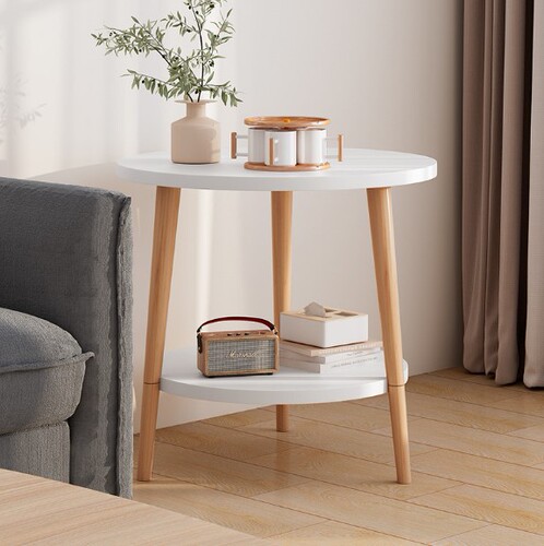 Double-layer coffee table ins style small round table bedside table simple home balcony bed and breakfast light luxury creative coffee table wholesale