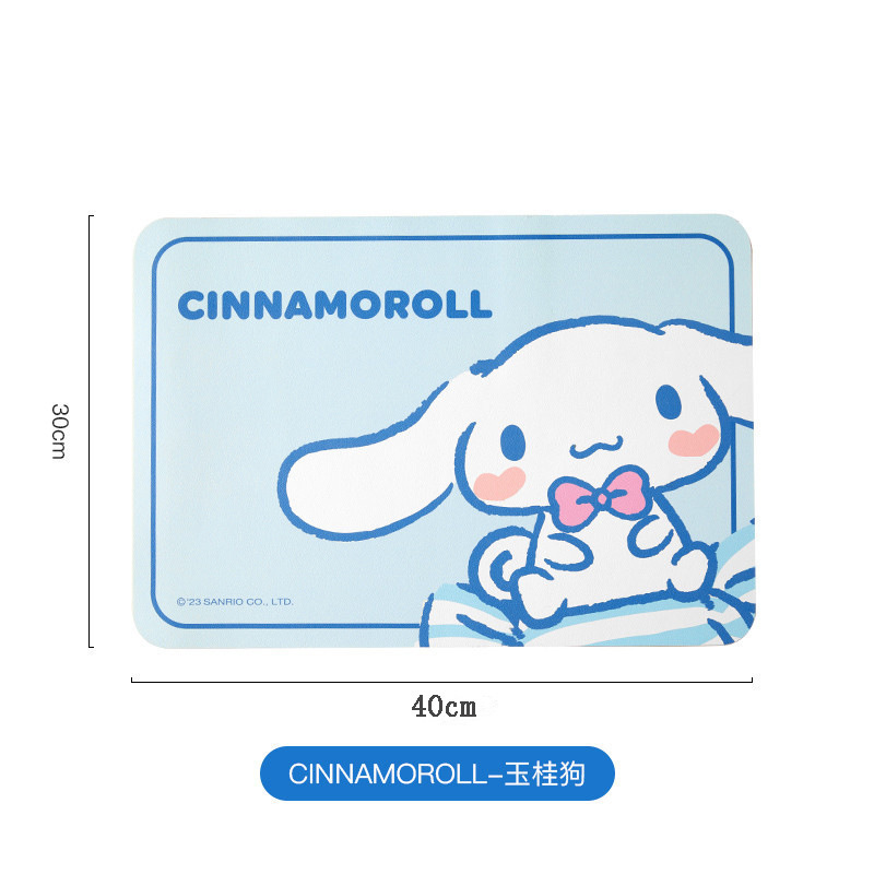 かわいいサンリオ漫画珪藻泥テーブルマットホームキッチンカウンタートップ滑り止め抗火傷断熱ボウルとプレート水管理マット|undefined