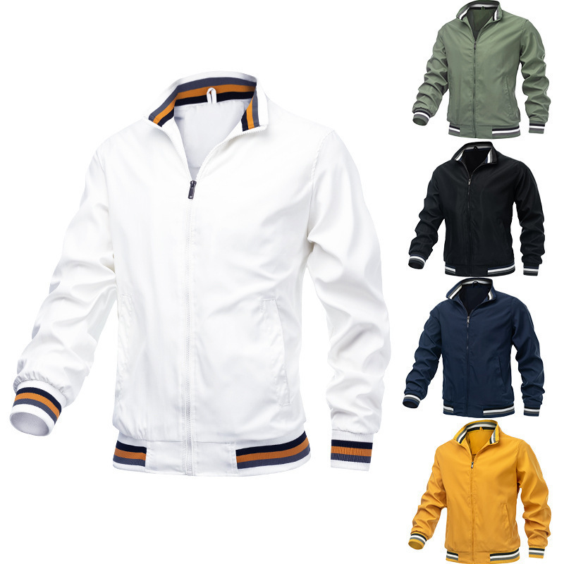 New Cross-border Foreign Trade Casual Jacket Men's Amazon Factory Direct Spring and Autumn Sports Solid Color Men's Jacket Men