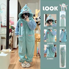 醜い魚の漢トンの連体の大きい口の醜い魚の男女の金とベルベットの長いタイプは連体の家の服のスーツのガウンを責めます。