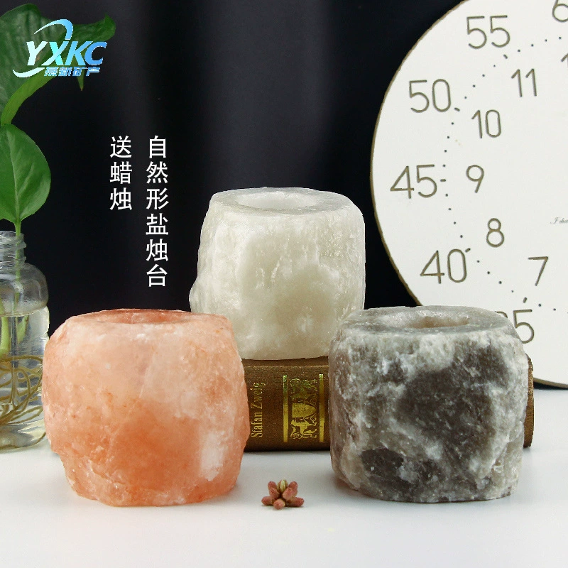 Заводские товары натуральной формы Подсвечник Гималайская минеральная кристаллическая соль Подсвечник Творческий ароматный ночник Ремесло Подарочная лампа