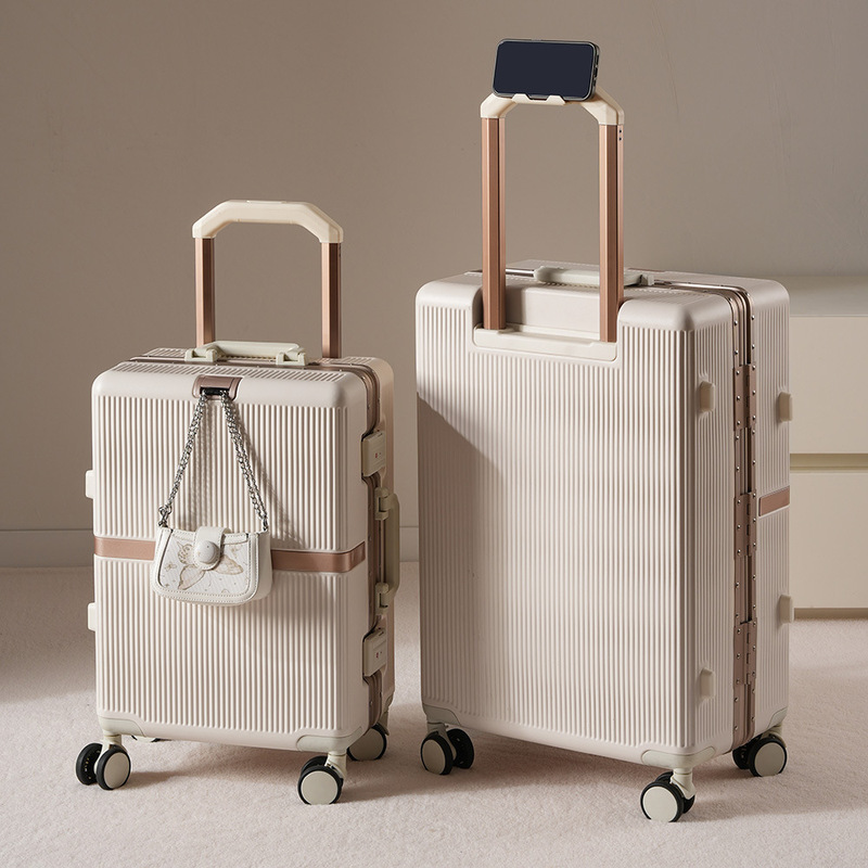 Luggage luggage case female 2025 new male student aluminum frame suitcase universal wheel 20 boarding code leather case