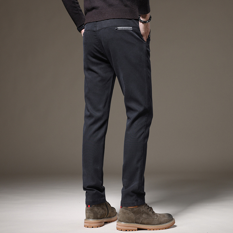 Otoño e Invierno nuevo negocio ligero pantalones casuales de los hombres de color sólido clásico moda estiramiento pantalones delgados de gama alta de los hombres boutique