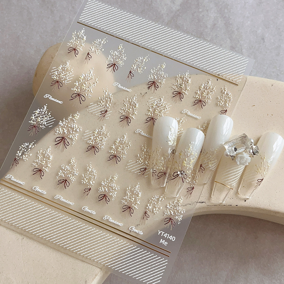 Nail stickers with bow
