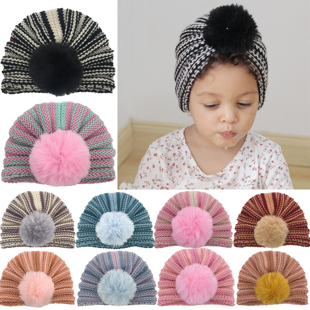 Enfants Unisexe Mode Bande Pompons Bonnet De Laine display picture 4