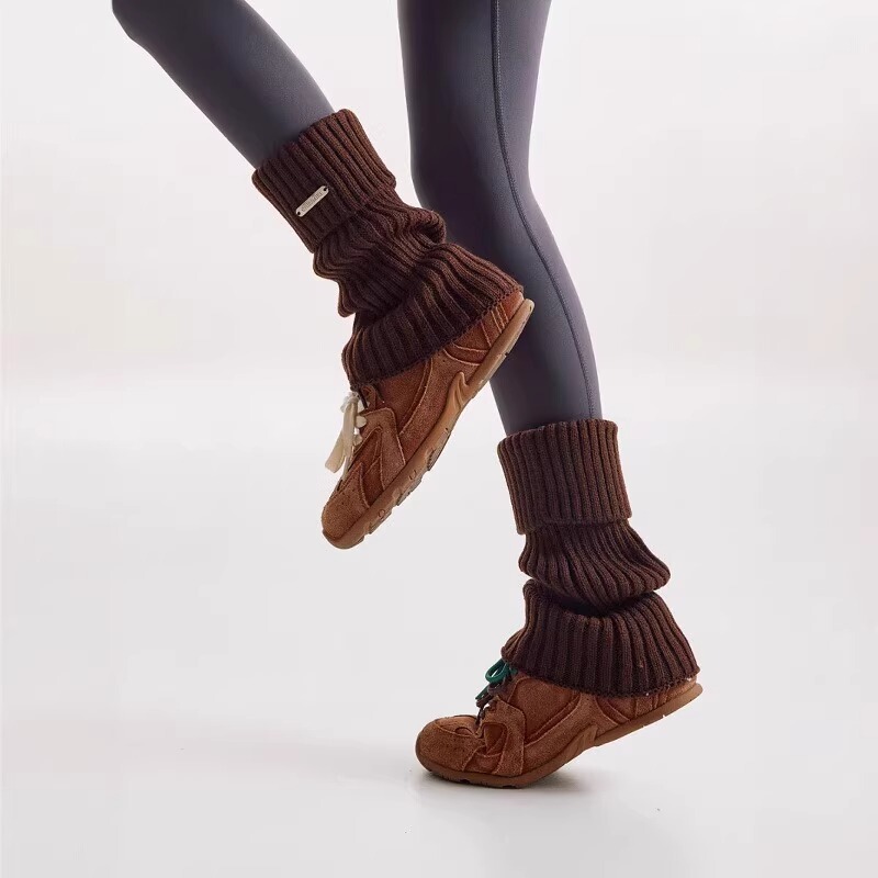 Autumn and winter new metal standard turn-up socks women's pile socks jk hot girl boots knitted leg sets calf socks