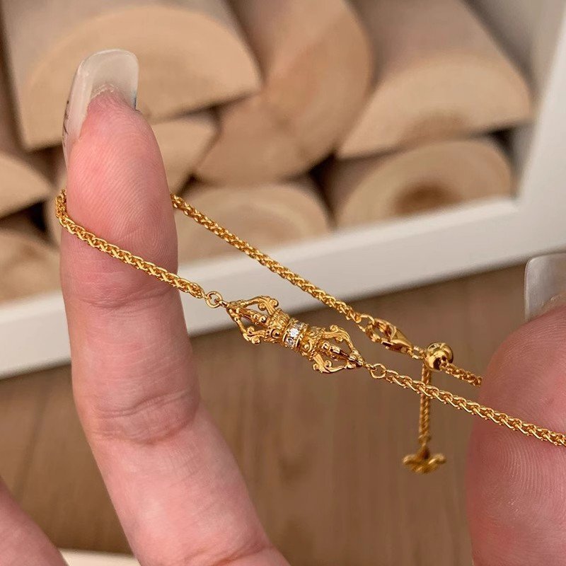 Little Red Book Same Style vintage Middle Ancient Vajra Pestle Bracelet Women's Light Luxury Niche Exquisite Stacked Bracelet New Style