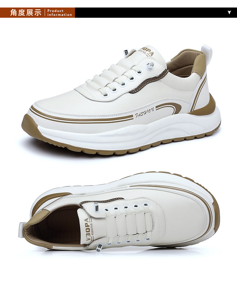 Giày thể thao nam sneaker cổ thấp đế dày gót 3–5 cm, mũi tròn, dây buộc, phối màu trắng đen kaki — H6892 màu kaki, H6892 màu trắng, H6892 màu đen chi tiết 24