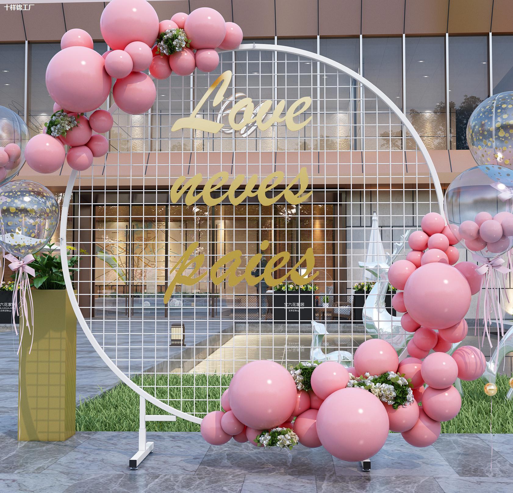 作品幼儿园圆形展示架商超货架展会照片挂架立式促销网格婚庆饰品