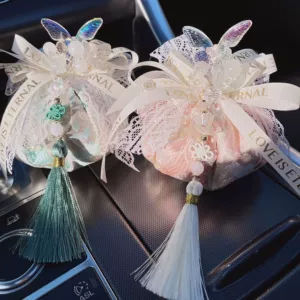 Guofeng Car Bamboo Charcoal Aromatherapy Bag Internet Red Butterfly Tassel Car Ornaments New Smell Removal Car Interior Decoration Supplies