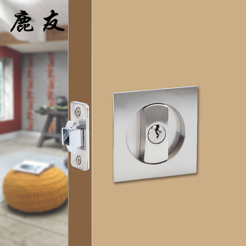 Luyou cerradura de puerta corredera puerta interior cerradura de puerta corredera doble gancho cerradura baño cocina incrustado traducción oculta cerradura de puerta de madera