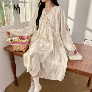 New Cloud Cotton Long Sleeve Kimono Moon Dress Pregnant Women's dress Postpartum Lactation Dress Moon Dress
