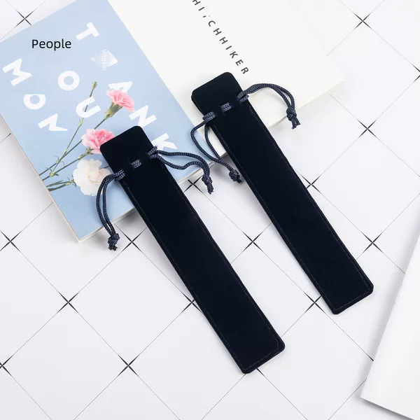 Velvet Pen Bag Wholesale Gift Crystal Pen Storage Bag Double-Sided Thickened Plush Cloth Pen Copper Pen Drawstring Flap Pocket Pants in Stock
