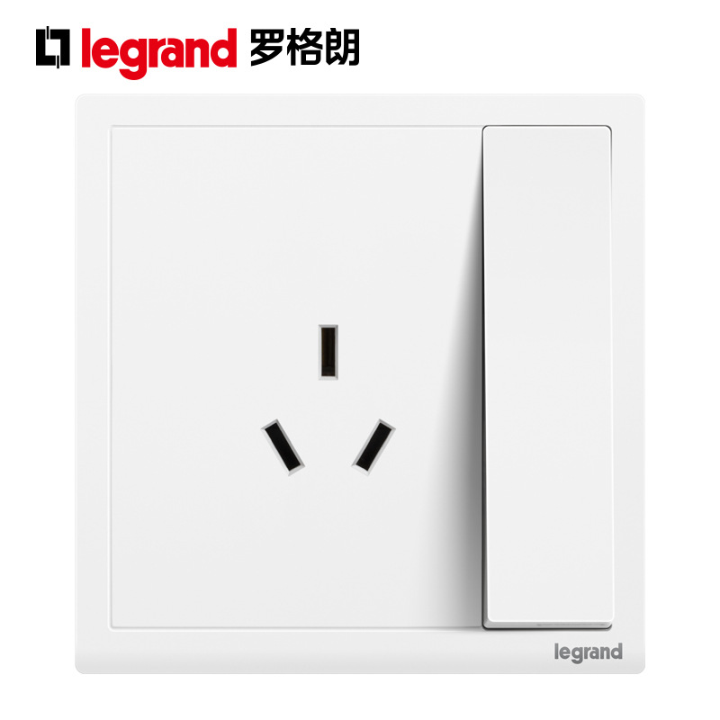 罗格朗legrand开关插座朗淳S玉兰白带开关三扁插座10A三孔带开关