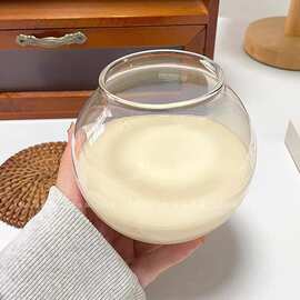 创意球形玻璃杯网红饮料杯冰咖啡杯冷饮杯奶茶杯酸奶甜品杯可微波