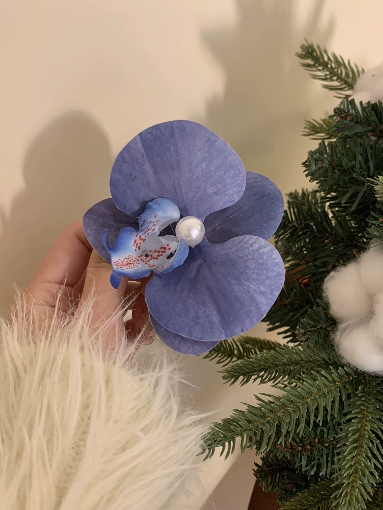 Заколка для волос Phalaenopsis орхидея, боковая короносная заколка с жемчужиной в центре, многоцветная флористическая аксессуар