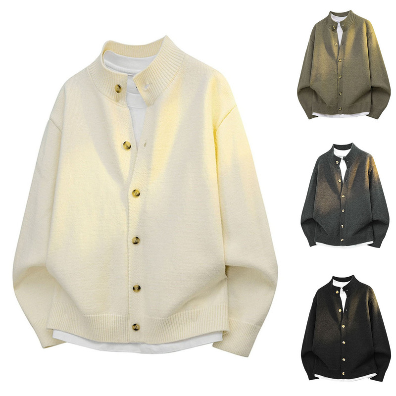 American retro casual style knitted cardigan sweater for men and women, 2026 autumn and winter trendy brand casual solid color loose jacket American retro casual style knitted cardigan sweater for men and women, 2026 autumn and winter trendy brand casual solid color loose jacket