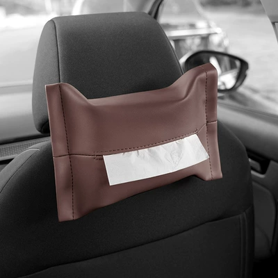 Armrest Box, Tissue Bag, Car – Car tissue box/set - brown