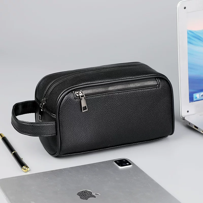 Japanese capacious small clutch bag, polyurethane hand loop bag, genuine leather