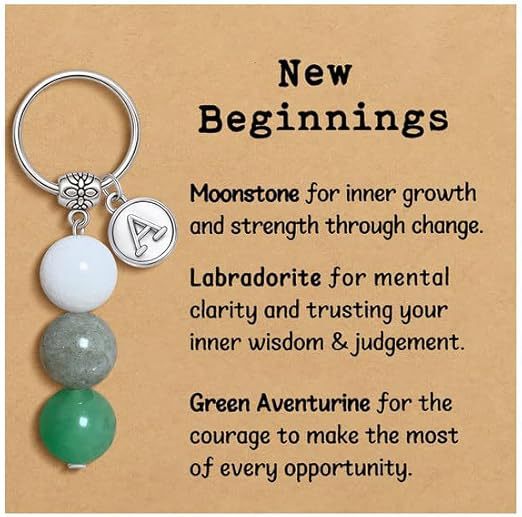 Cross-Border Natural Moonstone Simple Fashion Keychain Initial Pendant New Beginning Blessing Card Gift Pendant