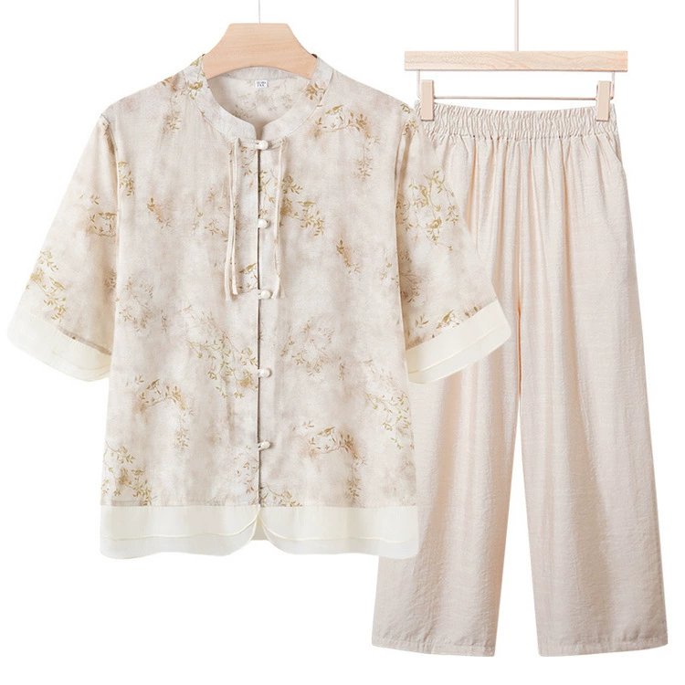 2024 новая мама летняя одежда набор для женщин минус 50 лет моды национальный стиль