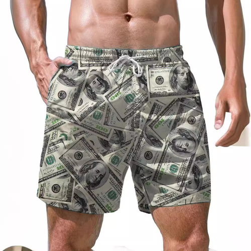 Men's 3D Short Shorts Casual Loose Men 3D Digital Personality Print Beach Shorts