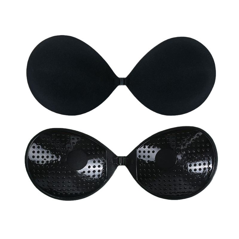 Etiqueta engomada para el pecho de copa redonda, hebilla frontal, pecho pequeño, tela fruncida, mujer, sujetador invisible grande y delgado, ropa interior, tirantes, pegatina para el pecho de boda