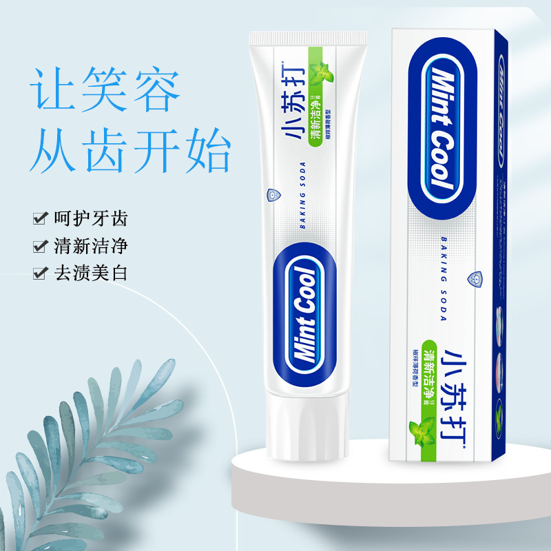 Wholesale baking soda mouthwash for oral hygiene, freshens breath, dual mint flavor toothpaste 100g