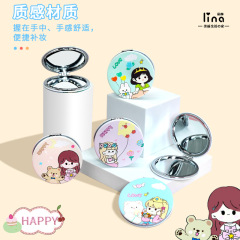 圓形卡通化妝鏡摺疊隨身 鏡子批發diy手持便攜迷你小鏡子甜美可愛