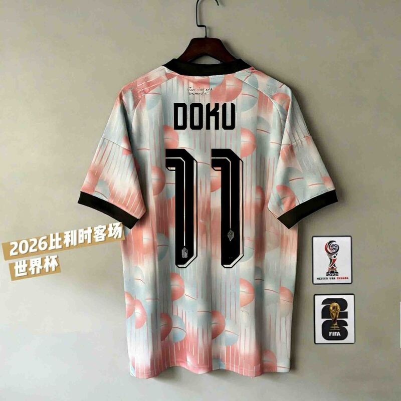 2026 Belgium Away Jersey De Bruyne Lukaku Doku World Cup Football Short-Sleeved Jersey Fan Version