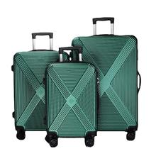 新款休闲拉杆箱外贸订单旅行箱条纹万向轮ABS行李密码箱包