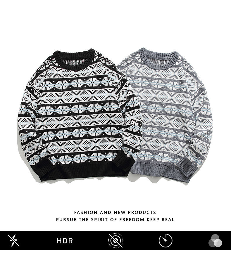 Men's Clothing retro heavyweight round neck knitted sweater men's loose lazy trend brand Japanese autumn pullover sweater_voghion.com