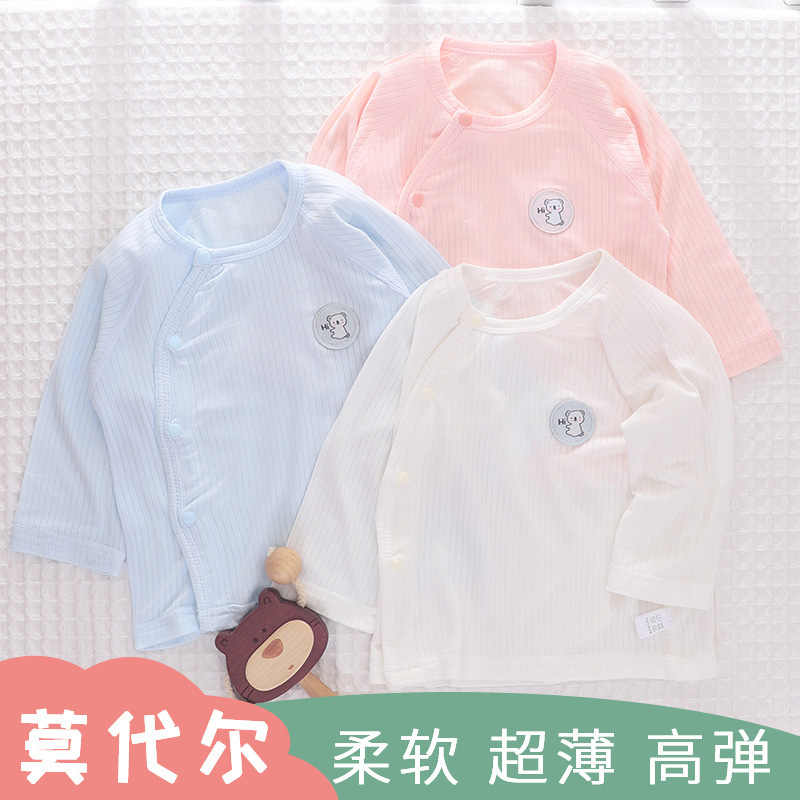 Baby Summer Thin Long-Sleeve Top for 0-2 Years Old Boys and Girls, Modal Ice-Cool Soft Mesh Air-Conditioning Dress