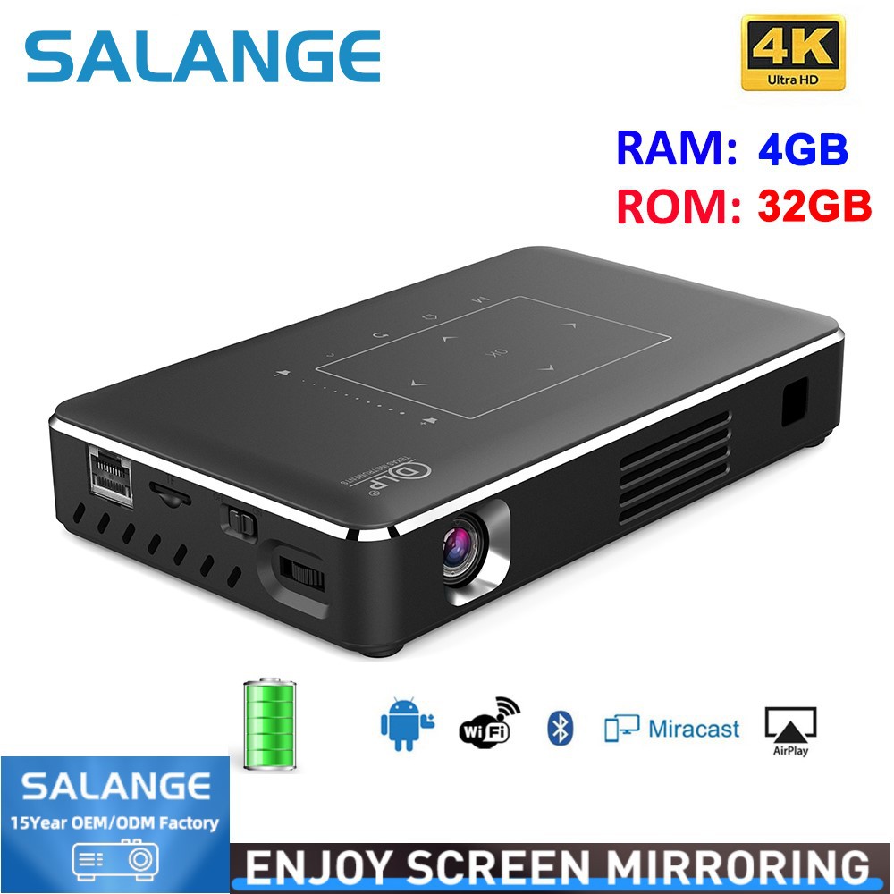 Transfronterizo 4K proyector inteligente portátil HD DLP Home Office proyector 3D batería incorporada comercio exterior caliente