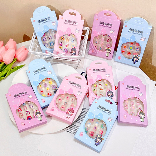 Children's fun environmentally friendly nail stickers cute girls waterproof removable safe non-toxic manicure little finger stickers for girls