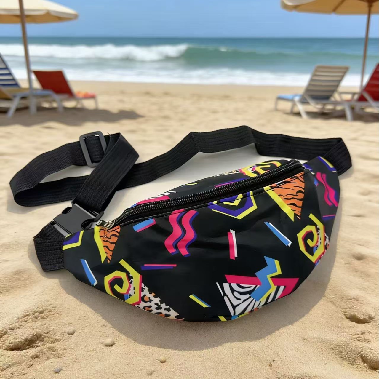 Millennial Style Retro Fashion Music Festival Large-Capacity Cross-Border Popular Waist Bag Wholesale Large-Capacity Fashionable Zipper Crossbody Bag