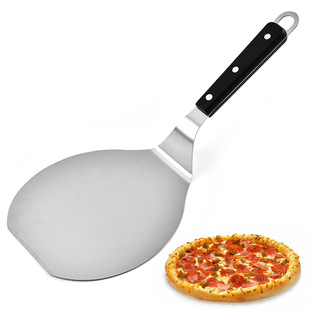 Customized Black Wooden Handle Stainless Steel Pizza Shovel 36cm Pizza Flipping Shovel Flat Cake Transfer Shovel Baking