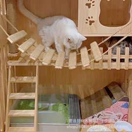 跨境木质猫爬架diy猫绳梯猫窝软梯猫咪玩具攀登楼梯猫吊床爬架