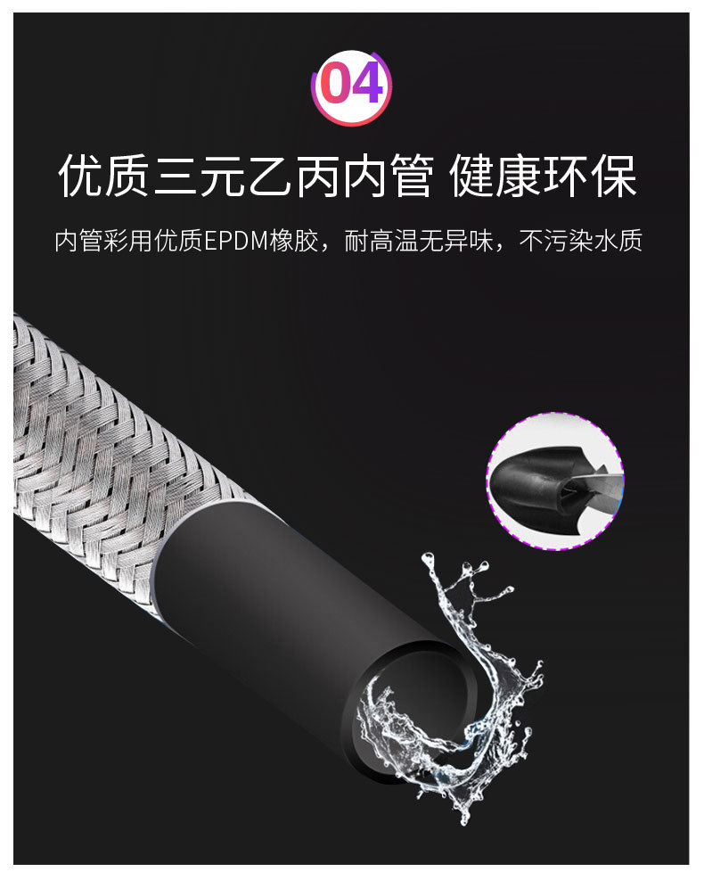 304 stainless steel high-pressure explosion-proof metal braided hose water heater, toilet, cold and hot faucet inlet and outlet pipes, 4 minutes undefined