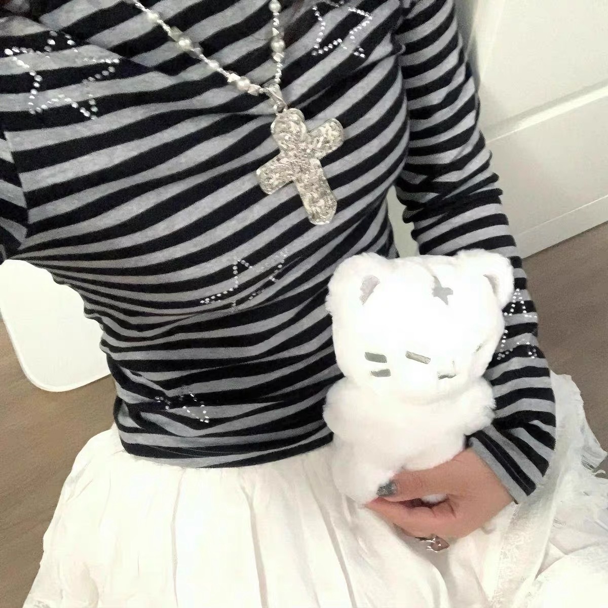 Unisex Gender Gothic Cross Necklace Long Sweater Chain Dark Style Sweet Cool Hip Hop Pendant Retro Alloy Geometric Pattern Unisex Jewelry