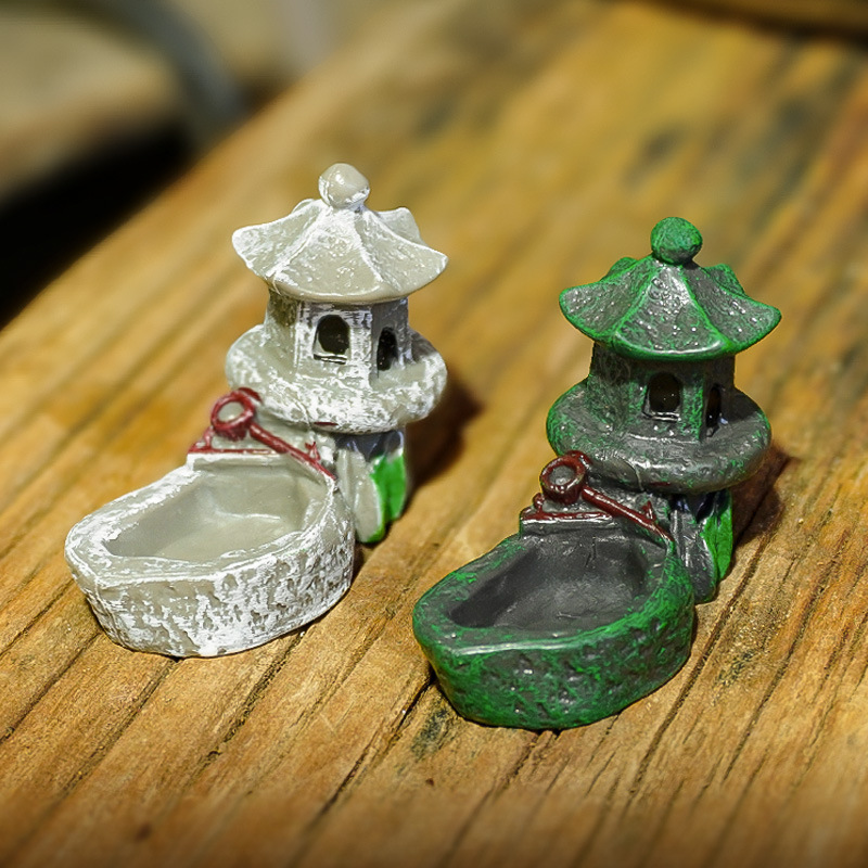 Micro-paisaje de musgo, estanque artificial creativo, torre de jardinería, paisajismo para peceras, adornos de paisajismo, mini adornos en miniatura